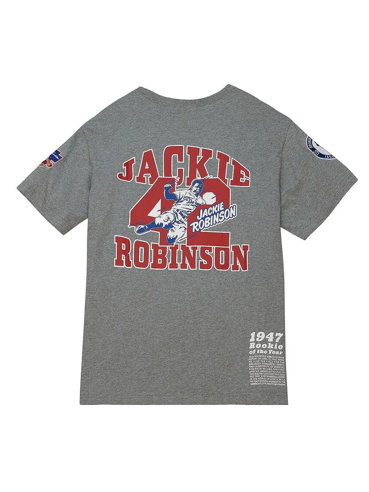 Мужская серая футболка Jackie Robinson Brooklyn Dodgers Cooperstown Collection Legends Mitchell & — изображение 3 из 3, серый