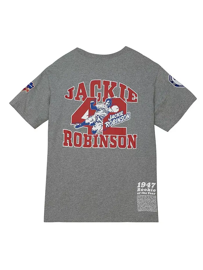 Мужская футболка Jackie Robinson серого цвета из коллекции Cooperstown Collection Legends Brooklyn — изображение 3 из 3
