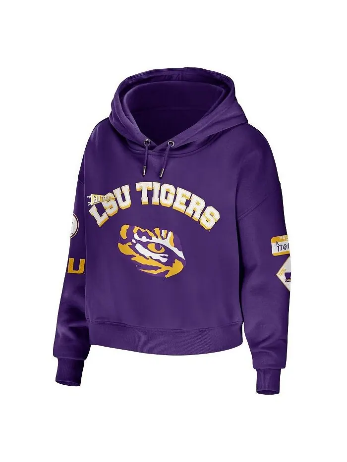 Женский укороченный пуловер с капюшоном LSU Tigers фиолетового цвета, смешанная техника WEAR by — изображение 2 из 3