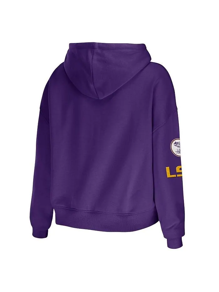 Женский укороченный пуловер с капюшоном LSU Tigers фиолетового цвета, смешанная техника WEAR by — изображение 3 из 3