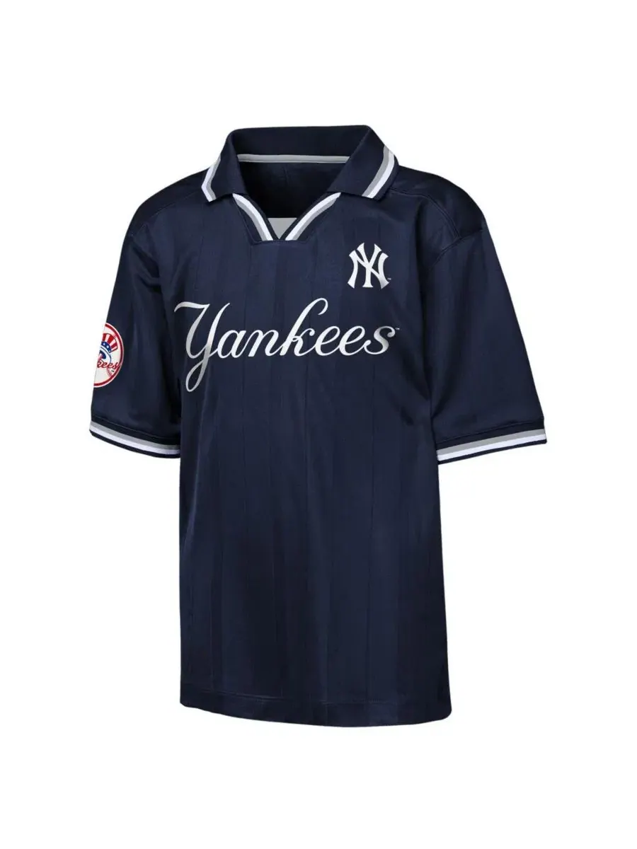 Футболка-поло с принтом New York Yankees Y2 Tech Stadium Fashion Collar Outerstuff — изображение 2 из 3, темно-синий