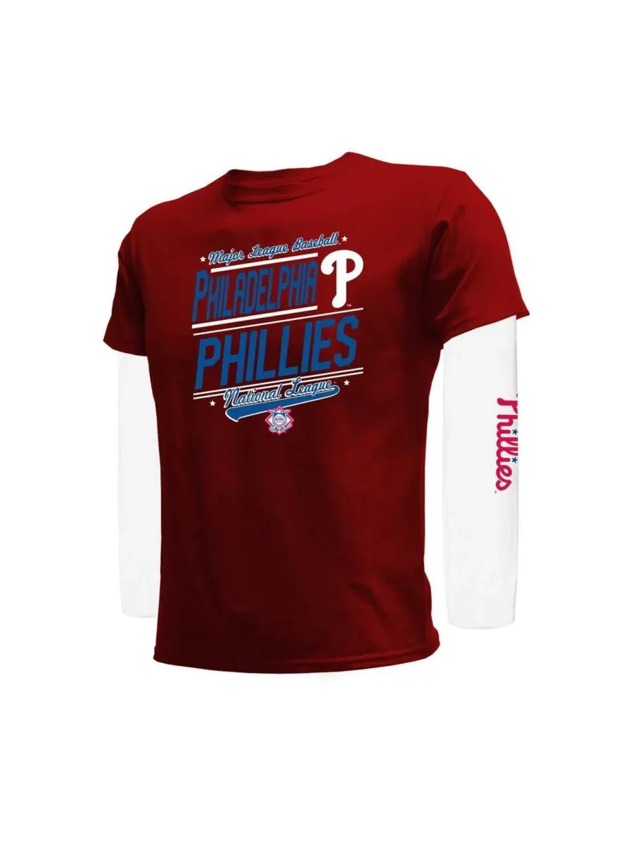 Комплект футболок с длинным и коротким рукавом Philadelphia Phillies Stitches — изображение 1 из 5, красный белый