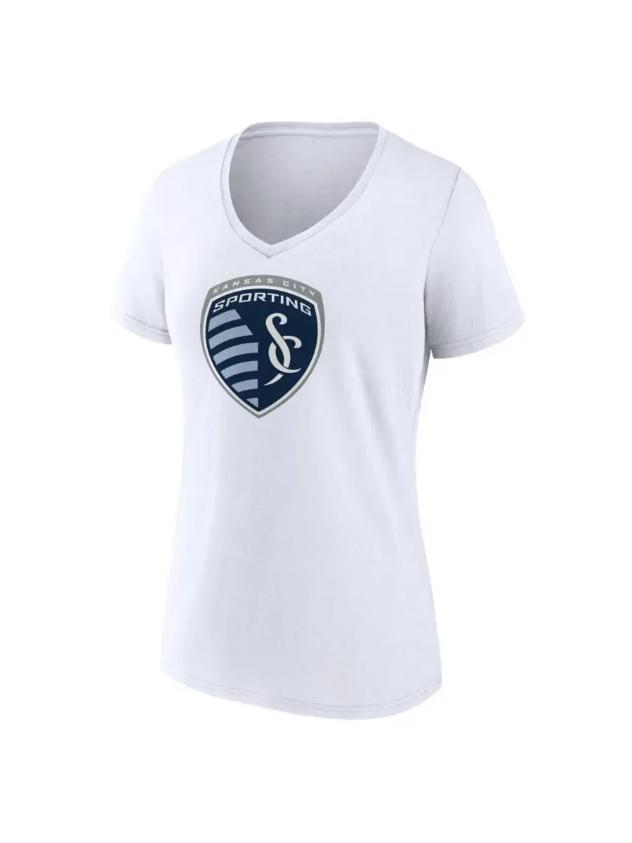 Футболка с V-образным вырезом с принтом Sporting Kansas City Logo Fanatics — изображение 2 из 3, белый