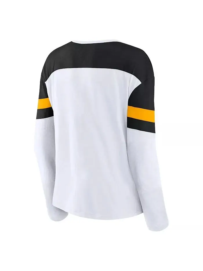 Женская белая футболка Boston Bruins Frozen с длинным рукавом и вырезом под горло Fanatics — изображение 3 из 3