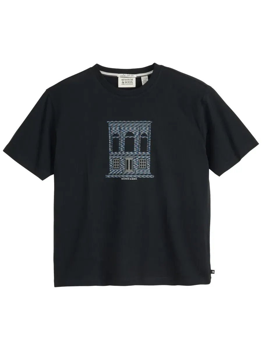 Футболка с графическим принтом, короткий рукав, Woven Logo SCOTCH & SODA, Meteroite — изображение 1 из 3