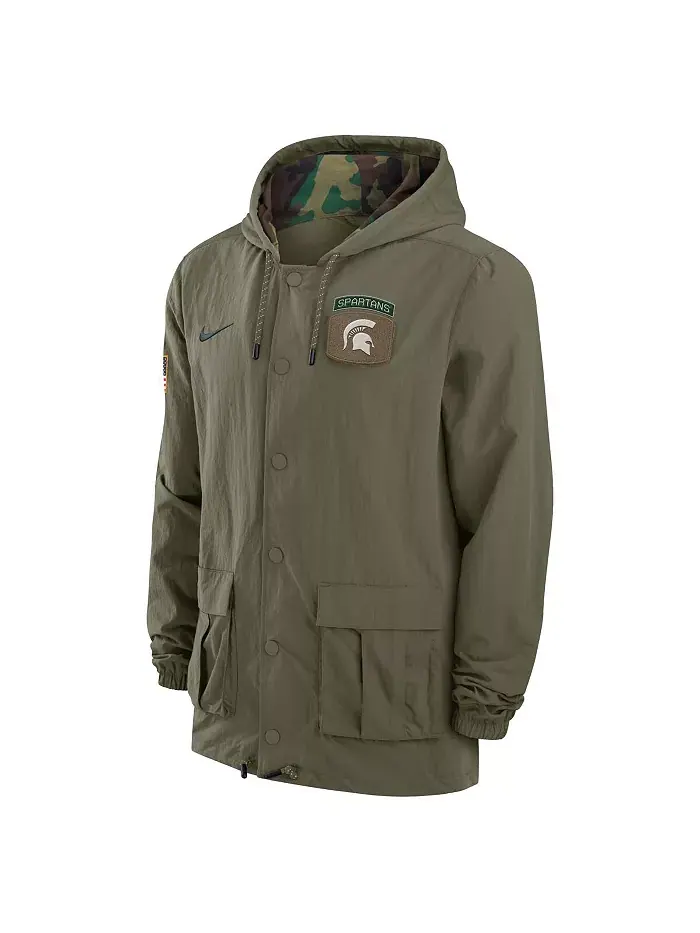 Мужская оливковая/камуфляжная толстовка Michigan State Spartans 2024 Military Appreciation с полной — изображение 2 из 3