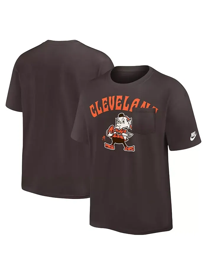 Мужская коричневая футболка Cleveland Browns Rewind Heavy Max90 с карманом Nike — изображение 1 из 3