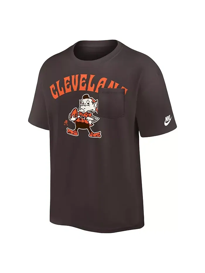 Мужская коричневая футболка Cleveland Browns Rewind Heavy Max90 с карманом Nike — изображение 3 из 3