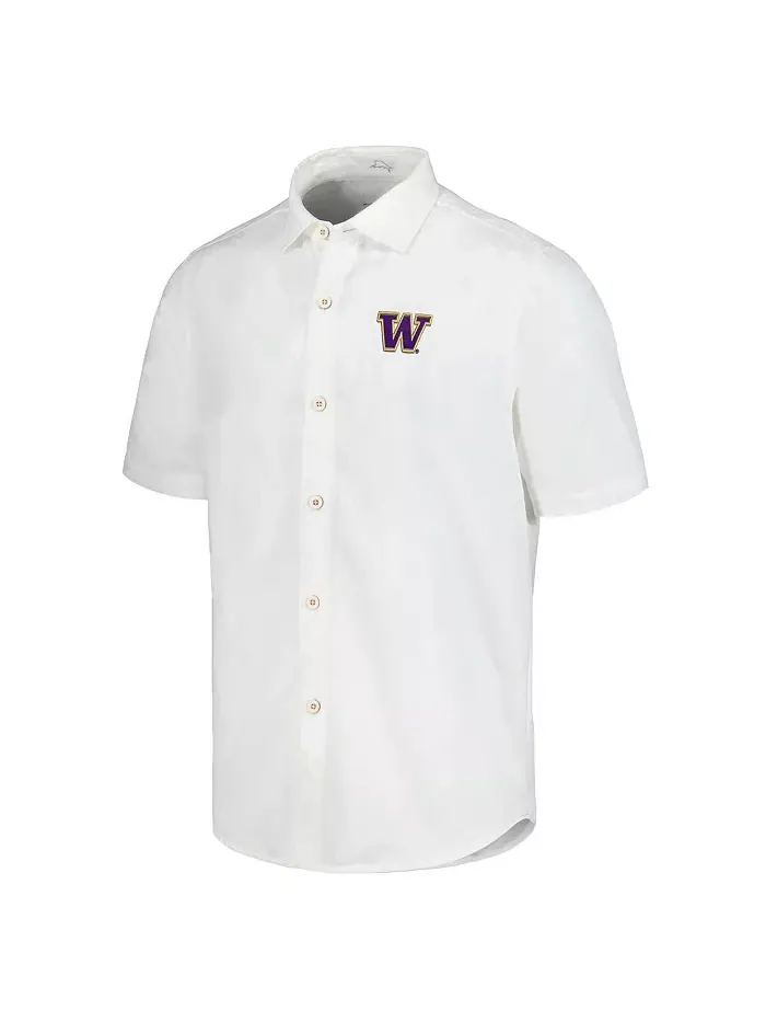 Мужская белая кнопочная рубашка Washington Huskies Coconut Point Palm Vista Island Zone Camp Tommy — изображение 3 из 3