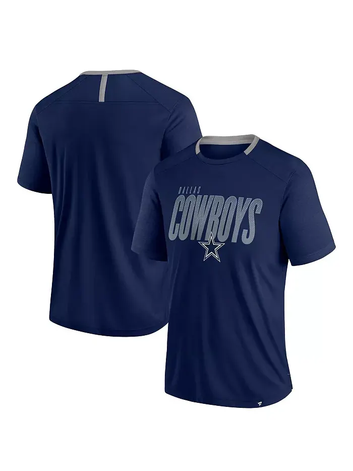 Мужская темно-синяя футболка Dallas Cowboys с эффектом потертости и косым узором Fanatics — изображение 1 из 3
