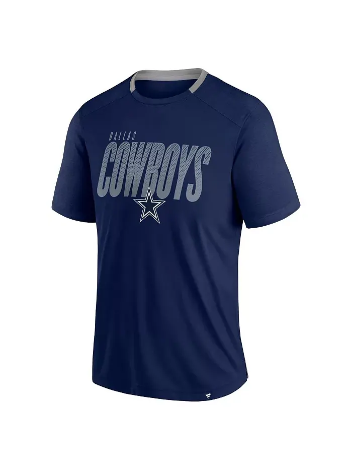 Мужская темно-синяя футболка Dallas Cowboys с эффектом потертости и косым узором Fanatics — изображение 3 из 3