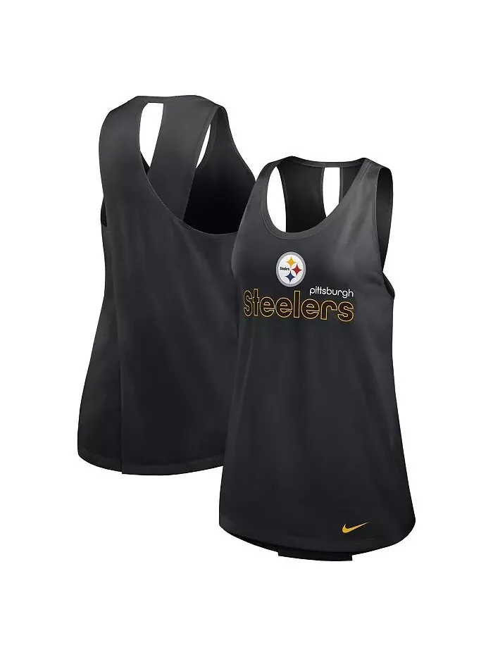 Женская черная майка-топ Pittsburgh Steelers Plus Size Performance Nike — изображение 1 из 3