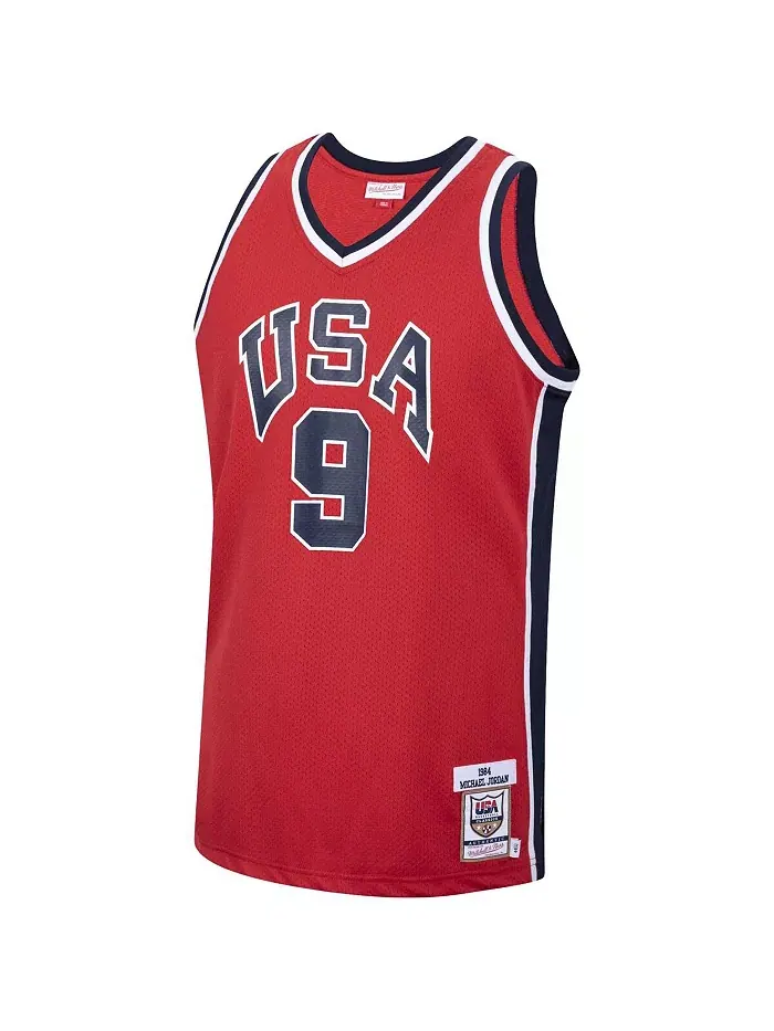 Мужская баскетбольная майка Michael Jordan Red USA Authentic 1984 Mitchell & Ness — изображение 2 из 3