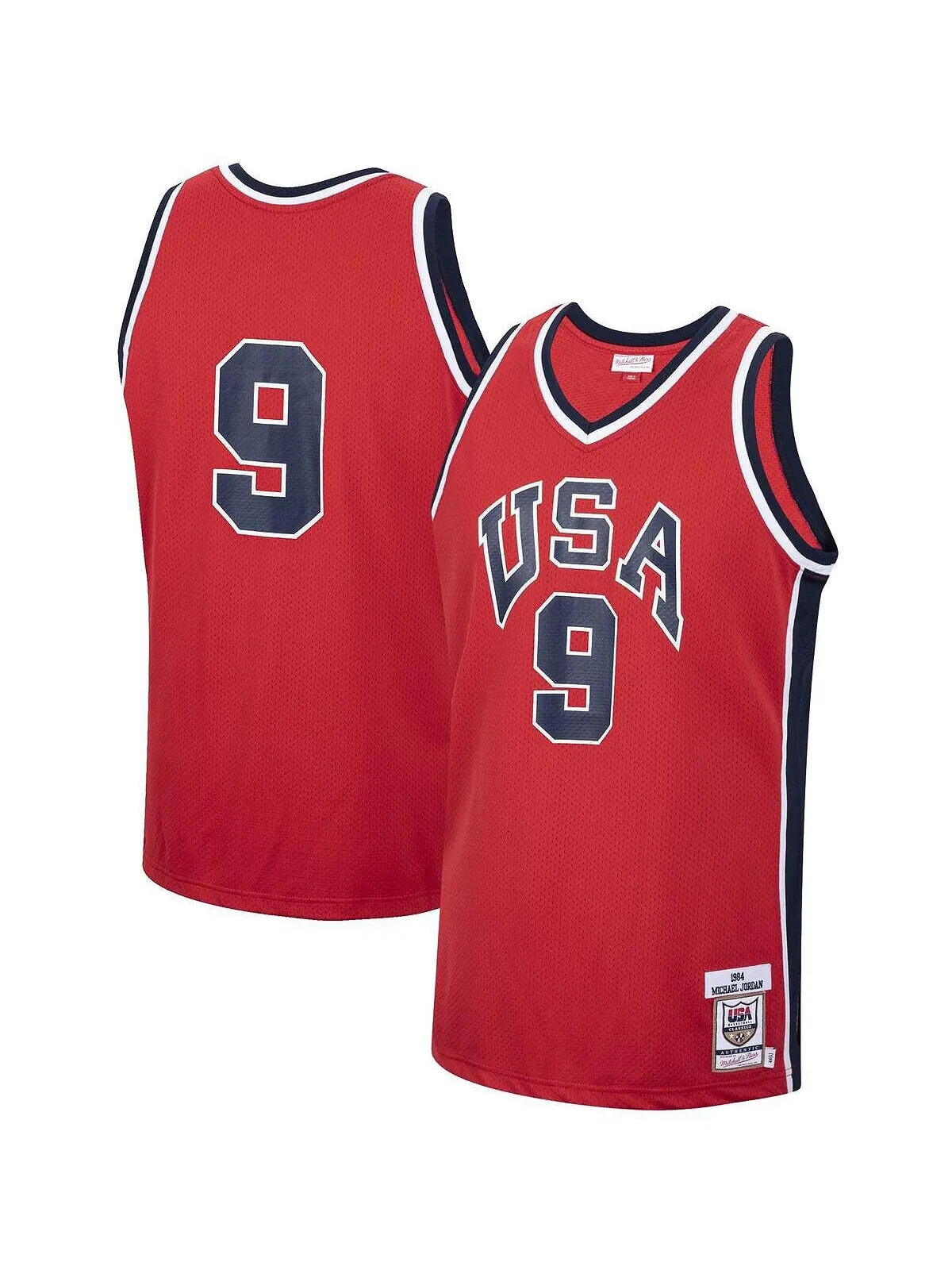 Мужская майка michael jordan red usa basketball authentic 1984 jersey Mitchell & Ness — изображение 1 из 3, красный