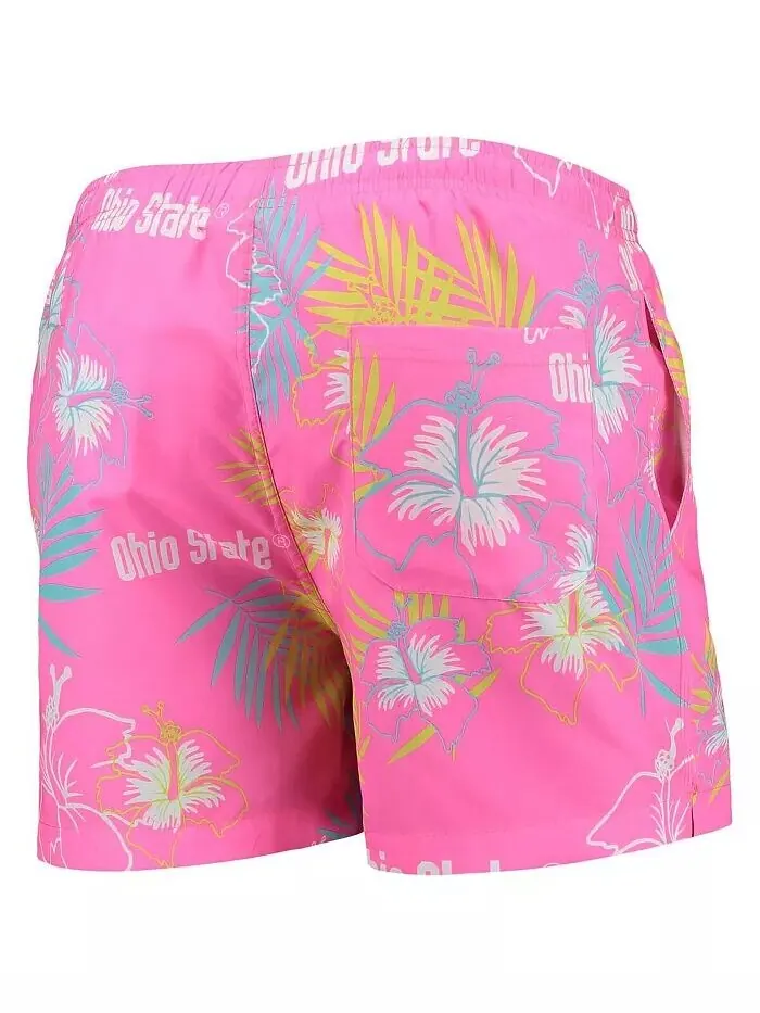 Мужские розовые плавки Ohio State Buckeyes Neon Floral FOCO — изображение 2 из 3