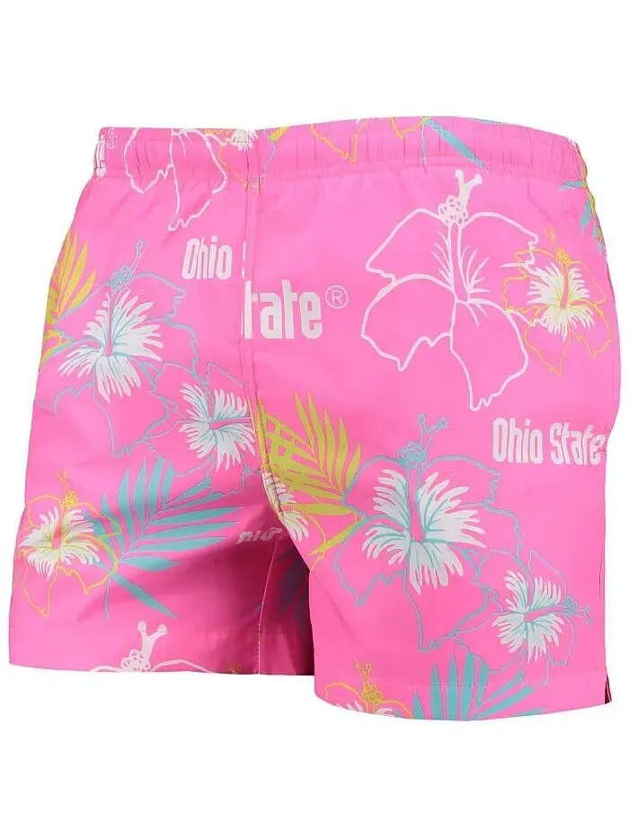 Мужские розовые плавки Ohio State Buckeyes Neon Floral FOCO — изображение 3 из 3
