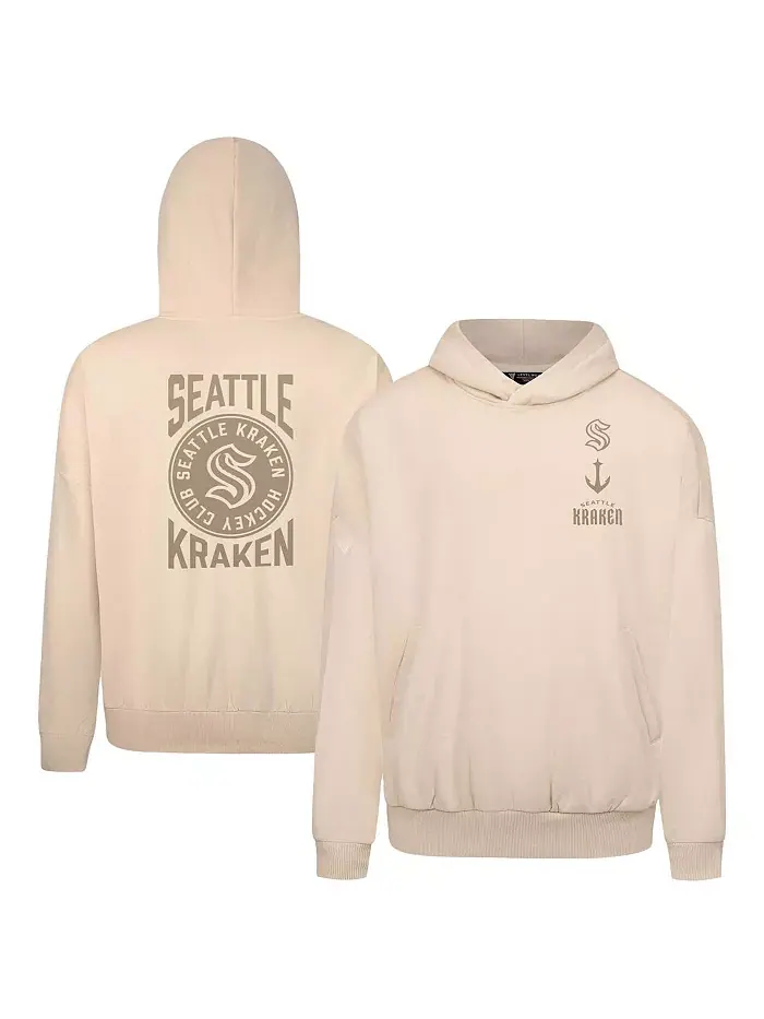 Мужская кремовая толстовка с капюшоном Seattle Kraken Contact Stamp LevelWear