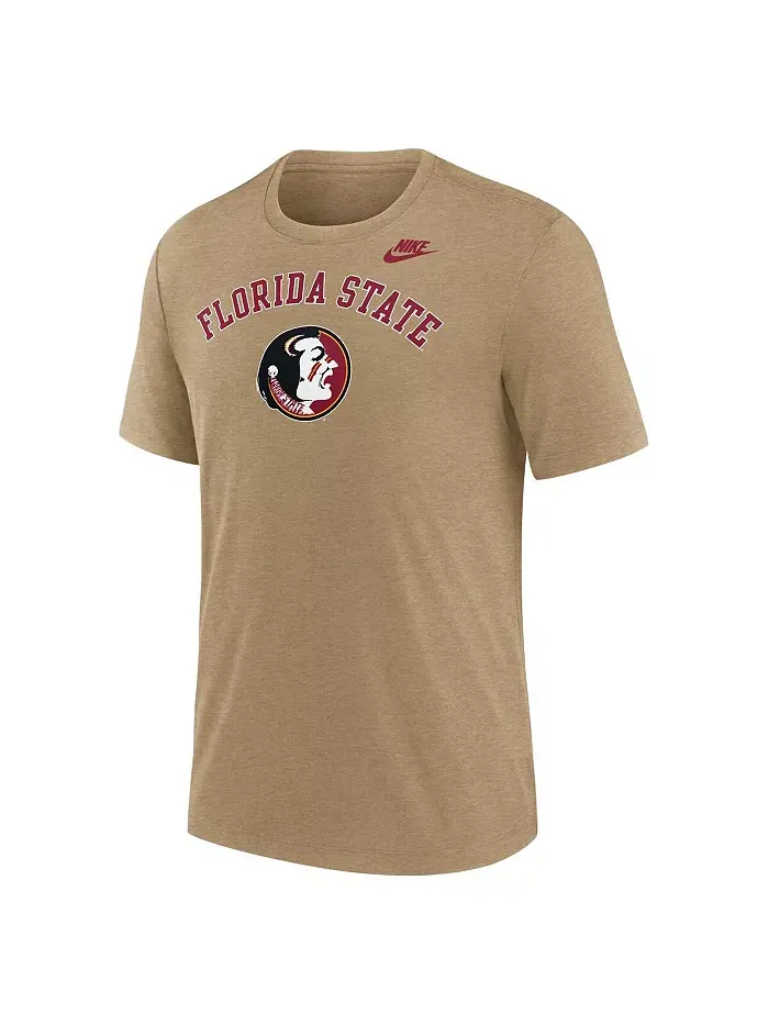 Мужская футболка Heather Light Brown Florida State Seminoles Legacy Arch Tri-Blend Nike — изображение 2 из 3