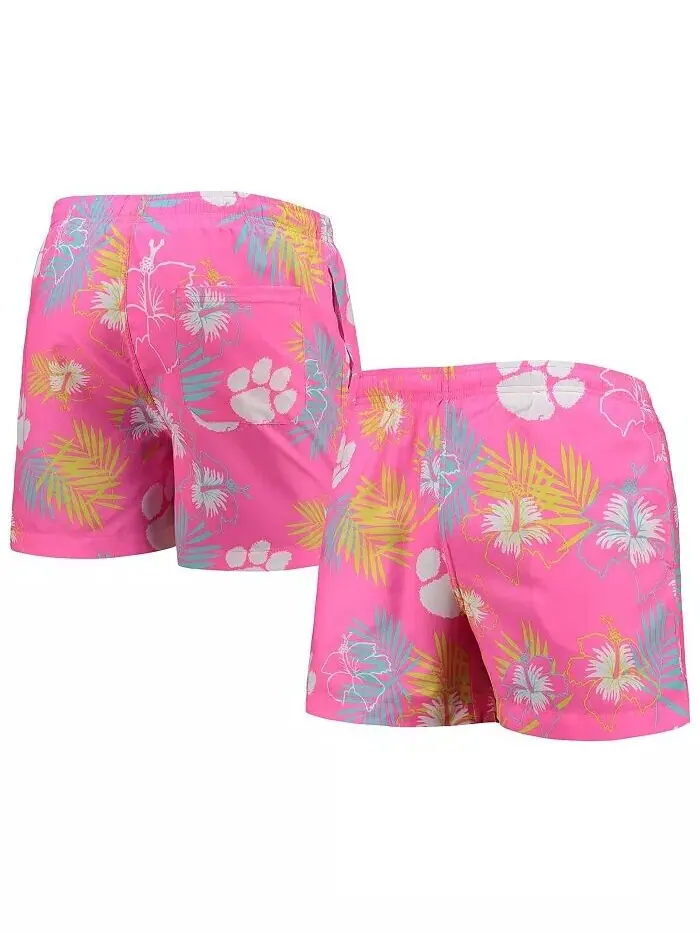 Мужские розовые плавки Clemson Tigers Neon Floral FOCO — изображение 1 из 3