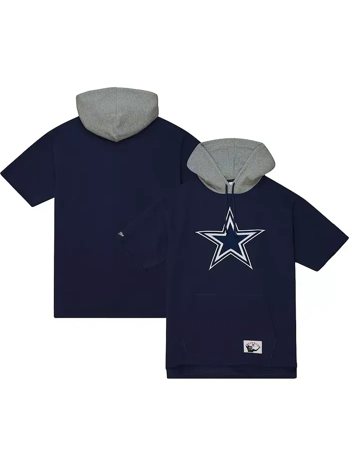 Мужская синяя худи с короткими рукавами Dallas Cowboys Postgame Mitchell & Ness — изображение 1 из 4