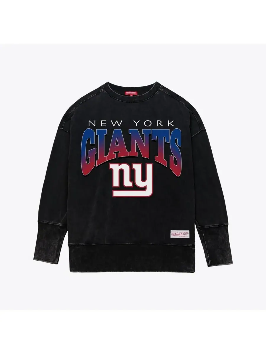 Mitchell & Ness Женская черная толстовка с круглым вырезом New York Giants Delineate Mineral Wash — изображение 3 из 4