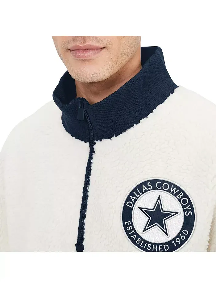 Мужская белая толстовка с начесом Dallas Cowboys Jordan на четверть молнии Tommy Hilfiger — изображение 2 из 3