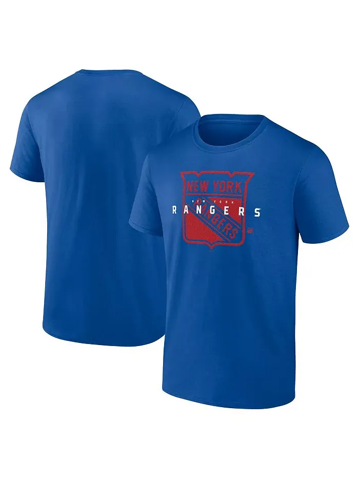 Мужская синяя футболка New York Rangers Coordinate Logo Athletic — изображение 1 из 3