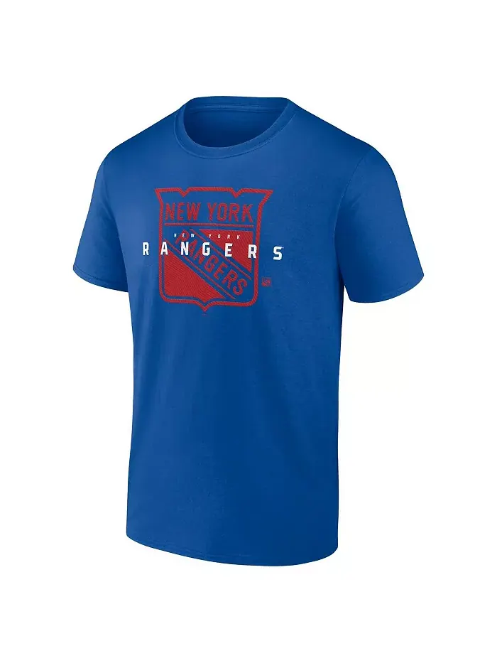 Мужская синяя футболка New York Rangers Coordinate Logo Athletic — изображение 2 из 3