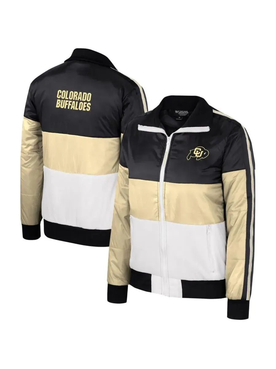 Женская золотая пуховая куртка Colorado Buffaloes с цветными блоками и застежкой-молнией The Wild — изображение 1 из 3