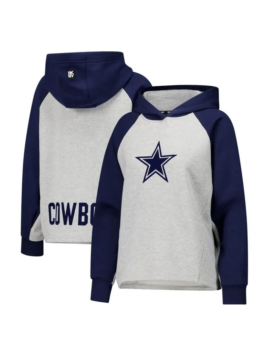 DKNY Женская укороченная толстовка с рукавами реглан Joy от Dallas Cowboys серого/темно-синего цвета — изображение 1 из 3