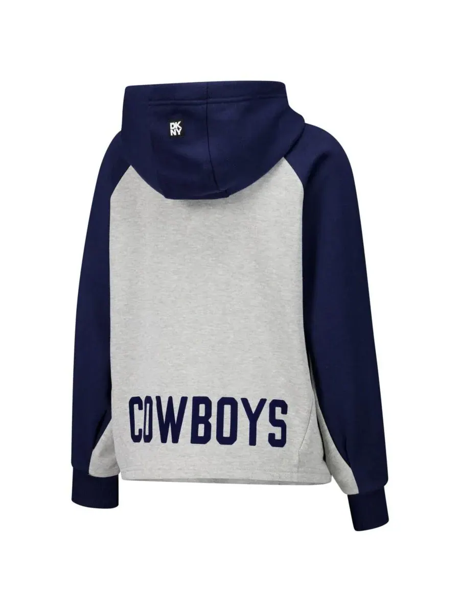 DKNY Женская укороченная толстовка с рукавами реглан Joy от Dallas Cowboys серого/темно-синего цвета — изображение 2 из 3