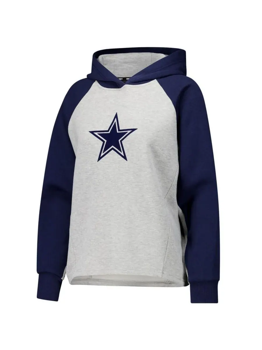 DKNY Женская укороченная толстовка с рукавами реглан Joy от Dallas Cowboys серого/темно-синего цвета — изображение 3 из 3