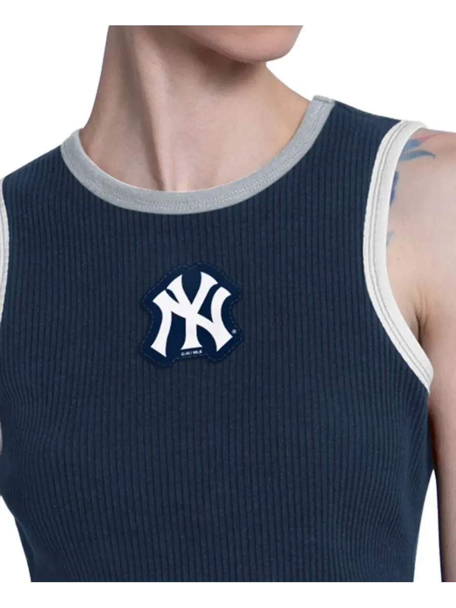 Женский топ-кроп с принтом New York Yankees Cooperstown Play the Ball Starter — изображение 3 из 3, темно-синий серый