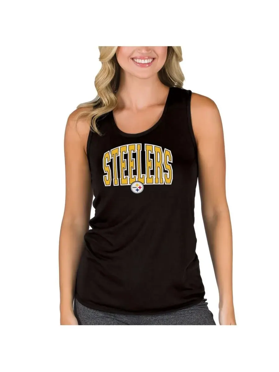 Concepts Sport Женская черная майка-борцовка Pittsburgh Steelers Marathon Racer с открытой спиной — изображение 1 из 1