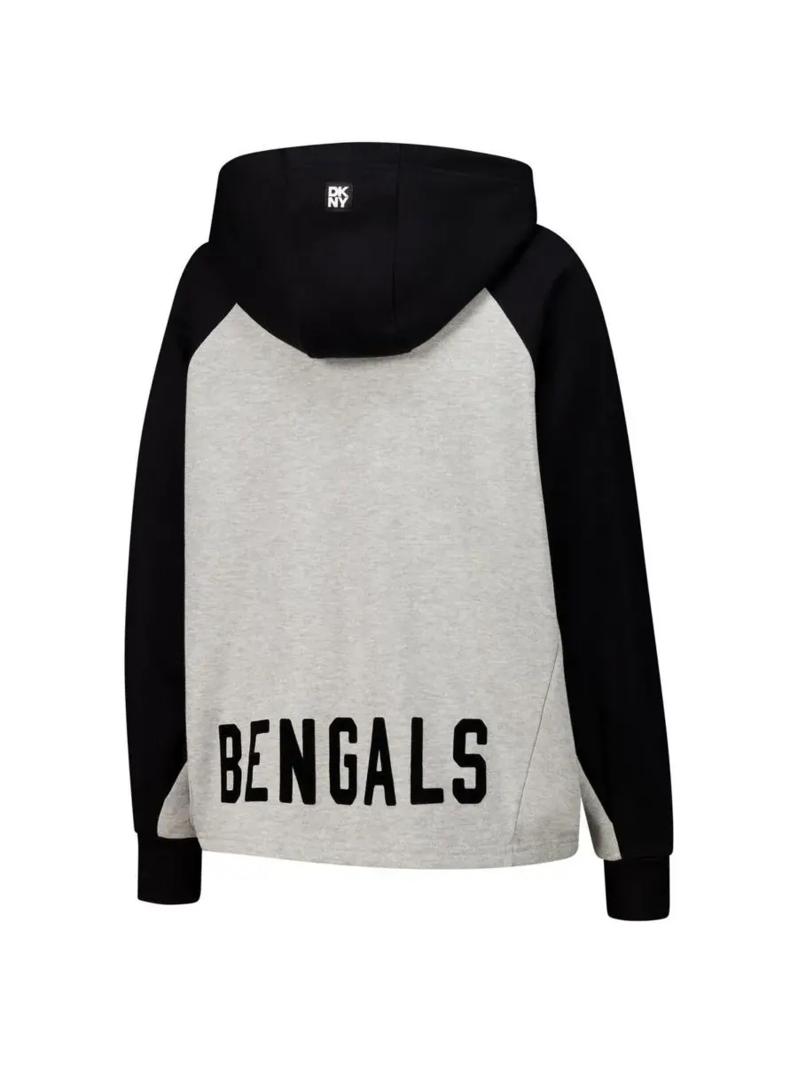 DKNY Женская укороченная толстовка с рукавами реглан "Joy" с логотипом Cincinnati Bengals — изображение 3 из 3, серый черный