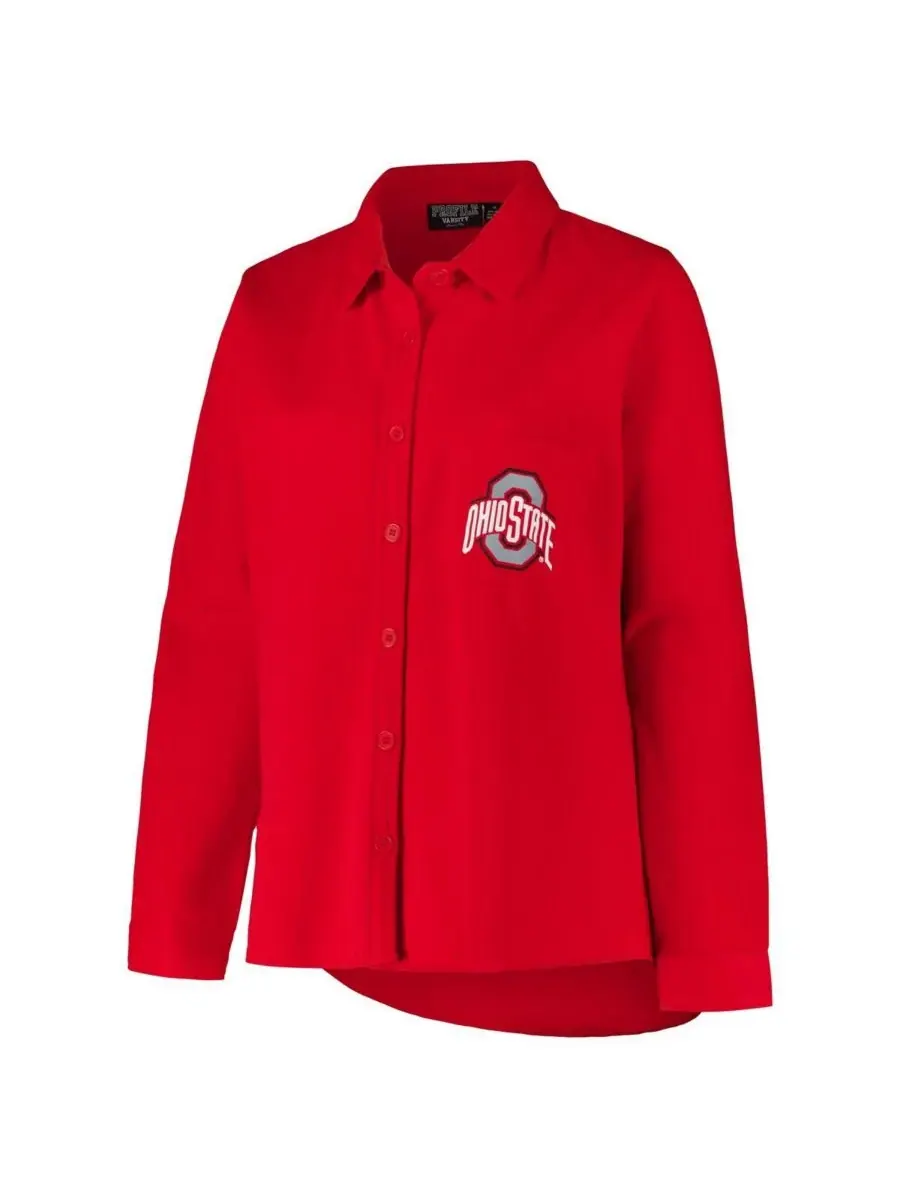 Женская алая куртка-рубашка большого размера с символикой команды Ohio State Buckeyes Fanatics — изображение 3 из 3, алый