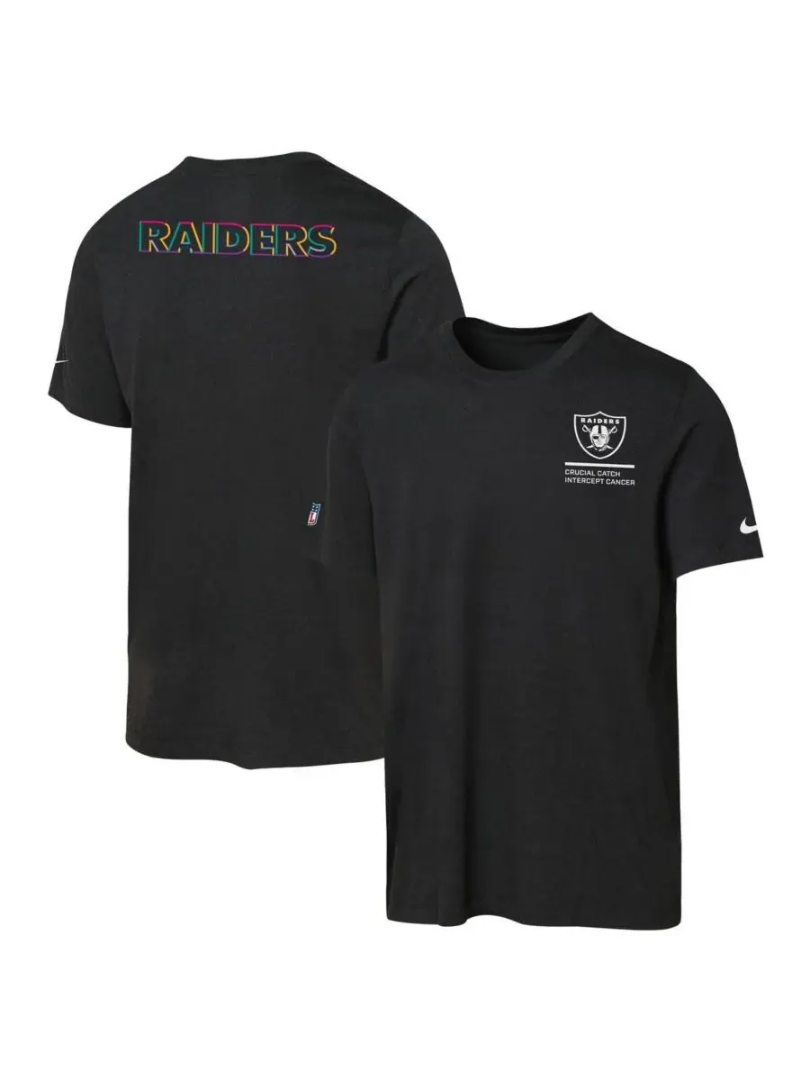 Nike Большая детская футболка черного цвета с символикой Las Vegas Raiders 2025 NFL Crucial Catch — изображение 1 из 3