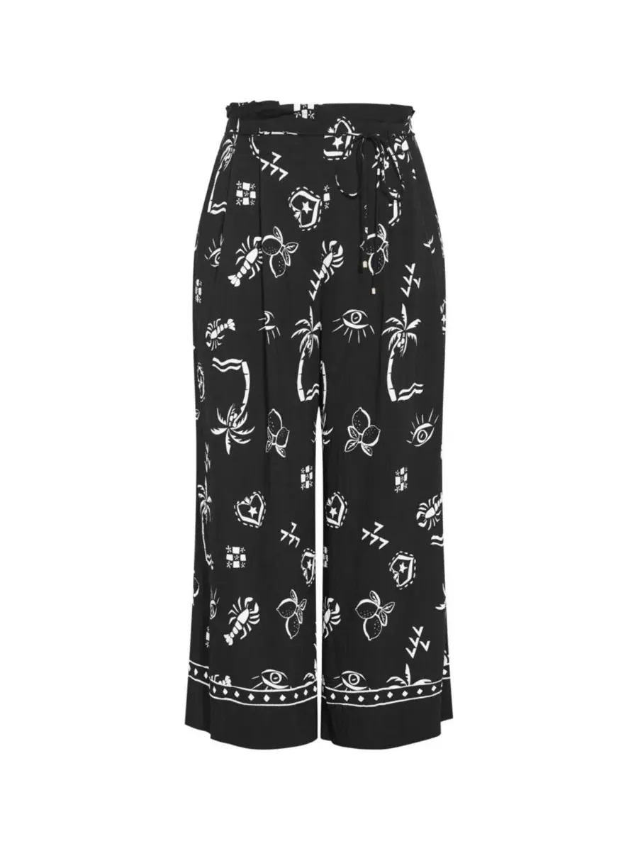Брюки-кюлоты с принтом Resort Border Print CITY CHIC, B&W Conversational — изображение 3 из 5