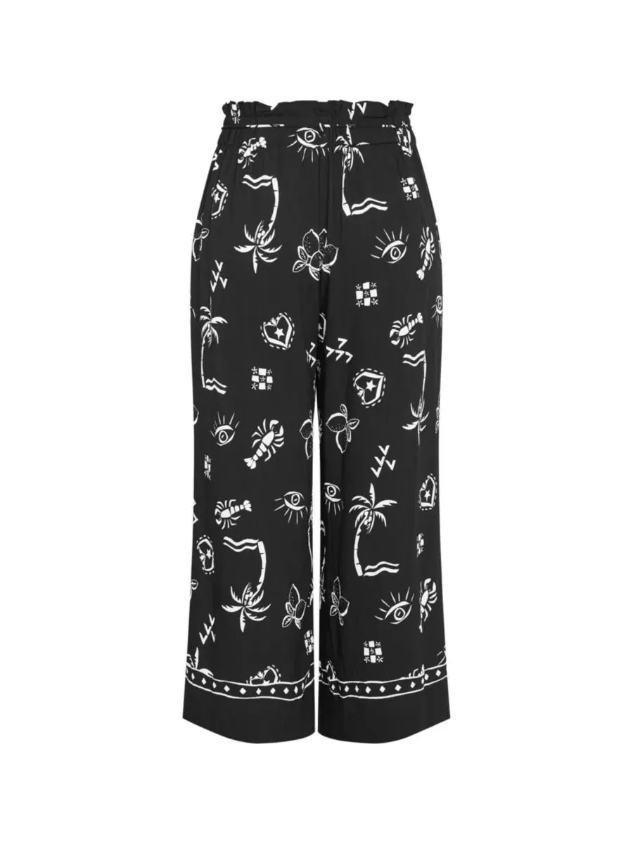 Брюки-кюлоты с принтом Resort Border Print CITY CHIC, B&W Conversational — изображение 5 из 5