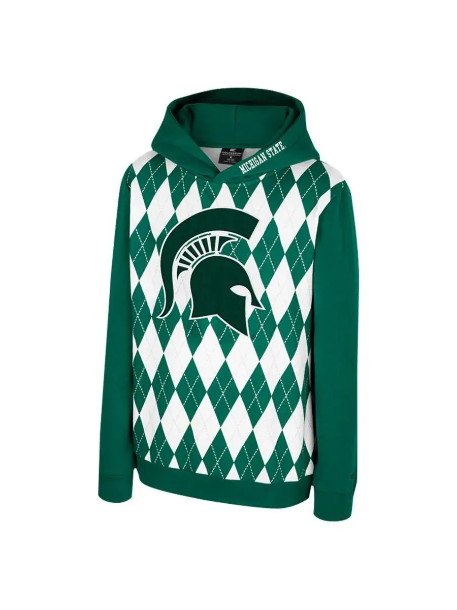 Colosseum Толстовка Big Boys and Girls Green Michigan State Spartans Argyle The Dealio Pullover — изображение 3 из 3, зеленый