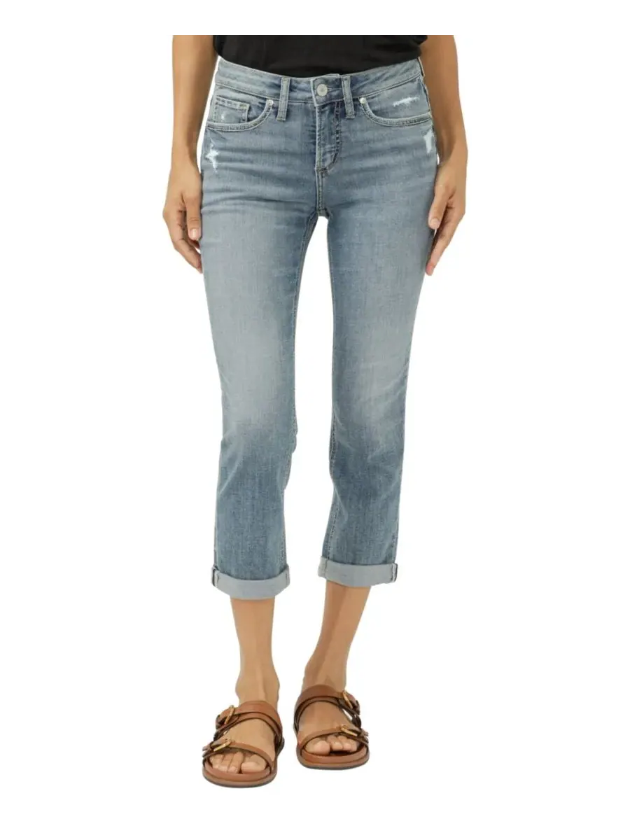 Женские джинсы-капри Suki Mid-Rise Luxe Stretch с завышенной талией Silver Jeans Co., Belle — изображение 1 из 5
