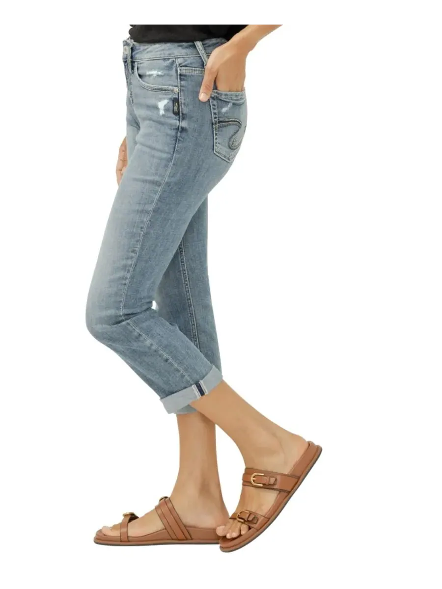 Женские джинсы-капри Suki Mid-Rise Luxe Stretch с завышенной талией Silver Jeans Co., Belle — изображение 2 из 5