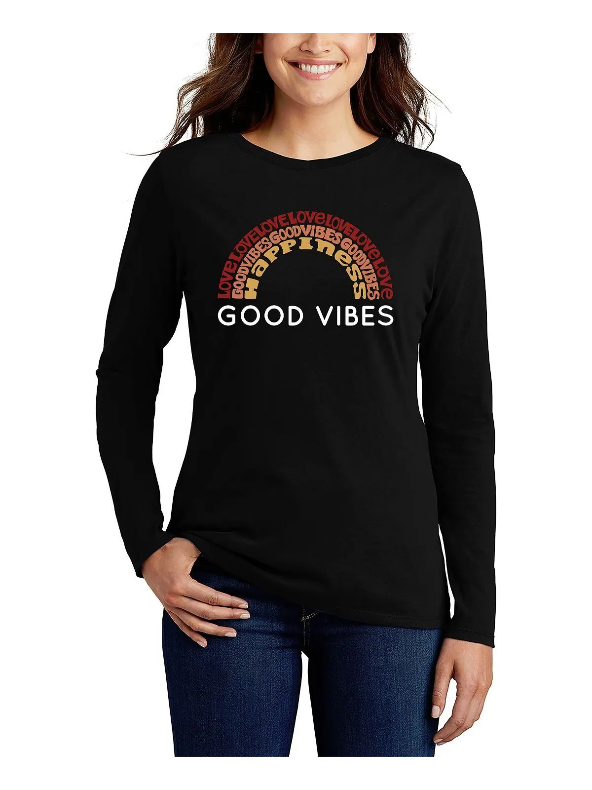 Женская футболка word art good vibes с длинным рукавом LA Pop Art