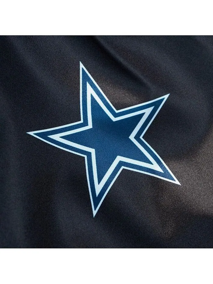 Женская черная рваная атласная куртка с длинными кнопками Dallas Cowboys реглан Mitchell & Ness — изображение 2 из 4, черный