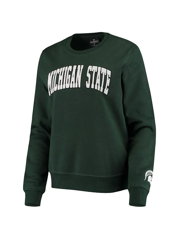 Зеленый женский пуловер-свитшот Michigan State Spartans Campanile Colosseum — изображение 3 из 3