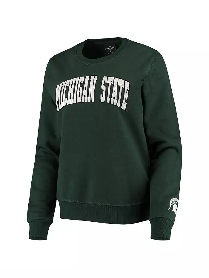 Зеленый женский пуловер-свитшот Michigan State Spartans Campanile Colosseum — изображение 3 из 3