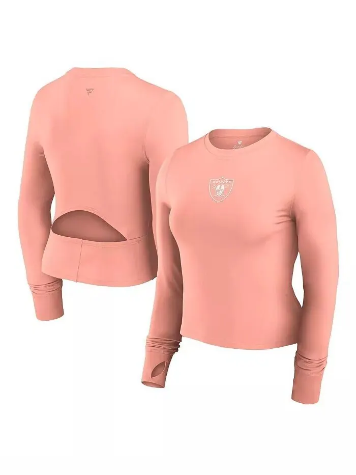 Женский топ Coral Las Vegas Raiders Studio Fitted с длинным рукавом для спортзала Fanatics — изображение 1 из 3