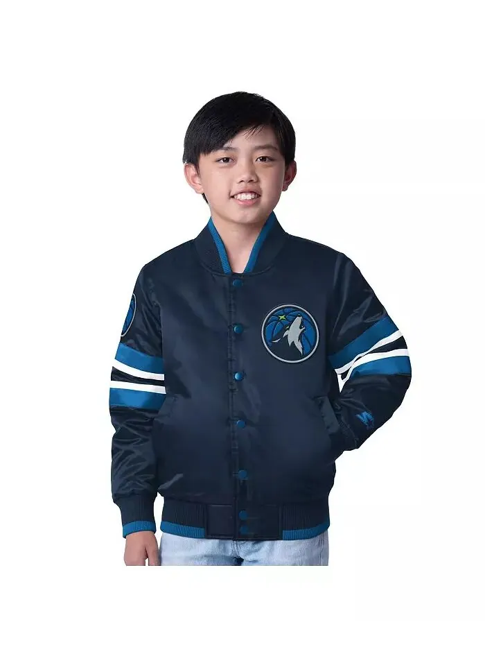 Куртка на кнопках для больших мальчиков и девочек Navy Minnesota Timberwolves Scout Varsity Starter