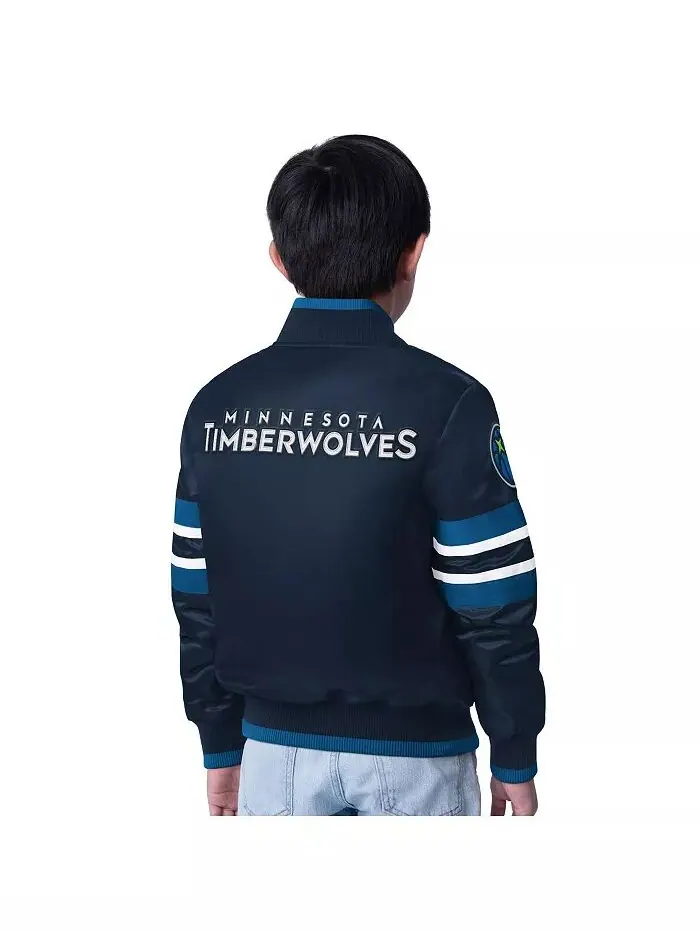Куртка на кнопках для больших мальчиков и девочек Navy Minnesota Timberwolves Scout Varsity Starter — изображение 2 из 2