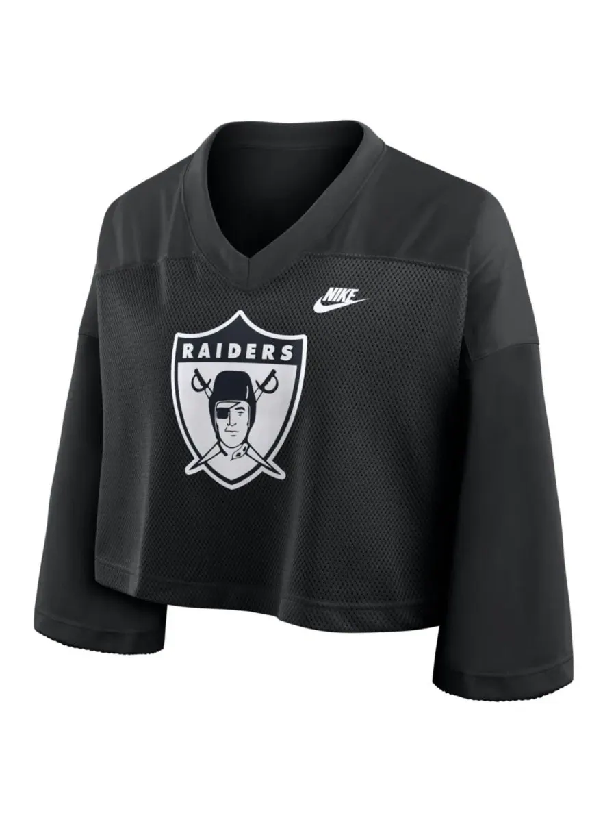 Женская футболка-джерси с V-образным вырезом и принтом Rewind Cropped Mesh Dri-FIT Nike — изображение 3 из 3, черный
